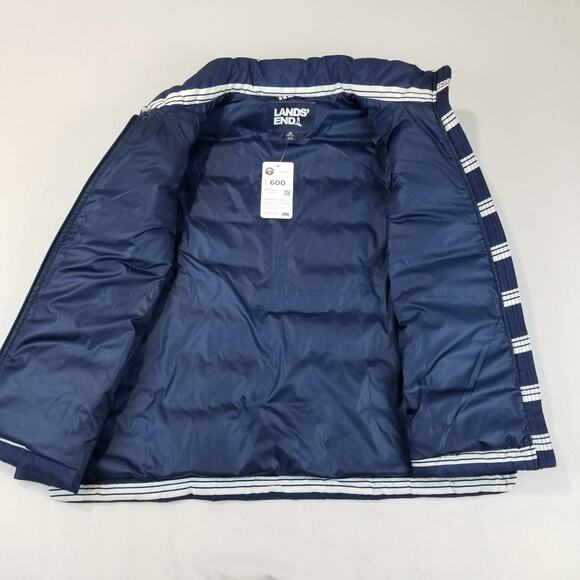 Lands' End Vest Womens 1X Navy White Striped 600 Fill Down Puffer Quilted RDS - Picture 3 of 12